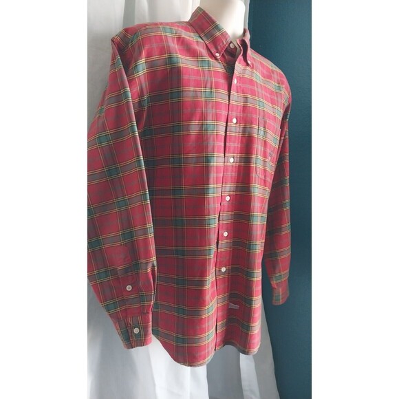 Vintage Ralph Lauren Shirt Mens Large Country Club Crest Button Red Plaid - Picture 3 of 7